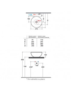 Lavabo appoggio Globo serie T-edge diamtetro 37 cm BIANCO OPACO - Kallea 2