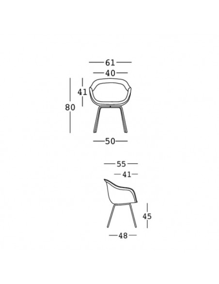 Sedia Fade Chair di plust interno esterno base in polietilene e gambe metallo - Kallea