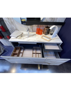 Mobile bagno Sospeso Edonè 138 cm lavabo incasso rivestito in Gress porcellanato Fondovalle colore Calacatta gold glossy con ... 2