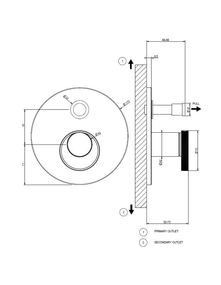 Miscelatore a parete Gessi serie Anello bagno-doccia cod.63377 esterna cod.44673 incasso 2 vie - Kallea