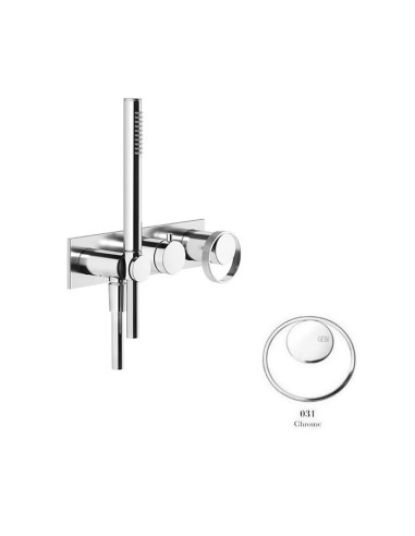 Miscelatore doccia Gessi a parete Serie Anello cod.63343 esterno doccia con deviatore presa acqua e supporto doccetta cod.541...