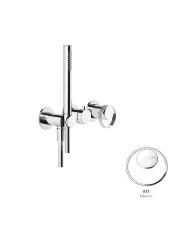 Miscelatore doccia Gessi a parete Serie Anello cod.63345 esterno doccia con deviatore presa acqua e supporto doccetta cod.541...