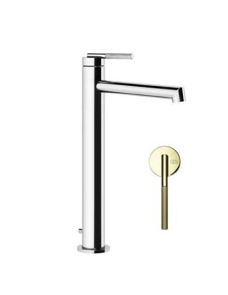 Miscelatore lavabo alto Gessi serie ingranaggio bocca lunga cod.63505 con scarico e flessibile di collegamento - Kallea