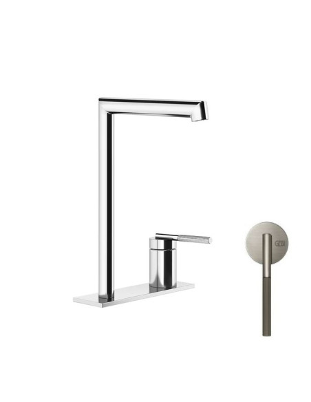 Miscelatore lavabo alto Gessi serie ingranaggio bocca lunga cod.63516 con scarico e flessibile di collegamento - Kallea