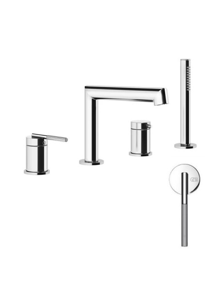 Gruppo Vasca Gessi serie Ingranaggio 4 fori cod.63537 deviatore flessibile 1,50 m e doccetta anticalcare - Kallea