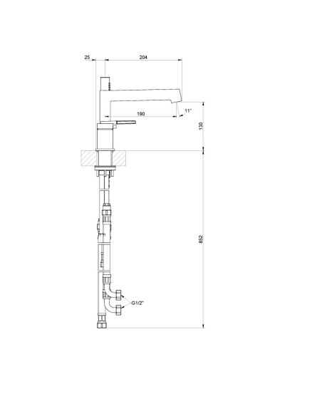 Gruppo Vasca Gessi serie Ingranaggio 4 fori cod.63537 deviatore flessibile 1,50 m e doccetta anticalcare - Kallea