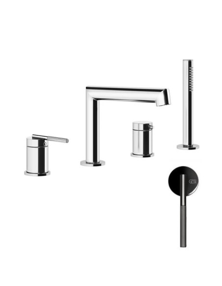 Gruppo Vasca Gessi serie Ingranaggio 4 fori cod.63537 deviatore flessibile 1,50 m e doccetta anticalcare - Kallea