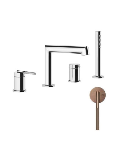 Gruppo Vasca Gessi serie Ingranaggio 4 fori cod.63537 deviatore flessibile 1,50 m e doccetta anticalcare - Kallea