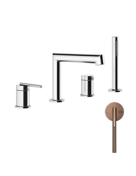Gruppo Vasca Gessi serie Ingranaggio 4 fori cod.63537 deviatore flessibile 1,50 m e doccetta anticalcare - Kallea