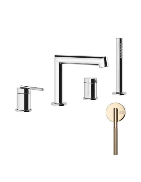 Gruppo Vasca Gessi serie Ingranaggio 4 fori cod.63537 deviatore flessibile 1,50 m e doccetta anticalcare - Kallea