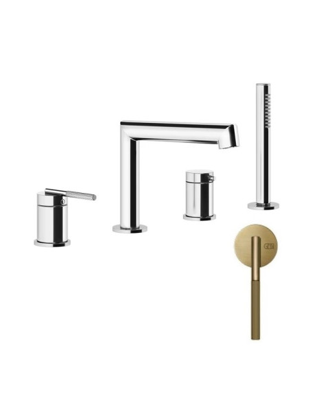 Gruppo Vasca Gessi serie Ingranaggio 4 fori cod.63537 deviatore flessibile 1,50 m e doccetta anticalcare - Kallea