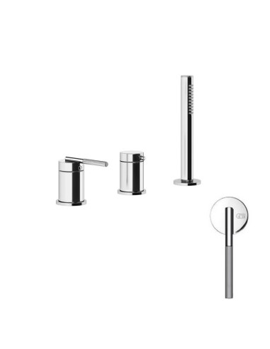 Gruppo Vasca Gessi serie Ingranaggio 3 fori cod.63547 deviatore flessibile 1,50 m e doccetta anticalcare - Kallea