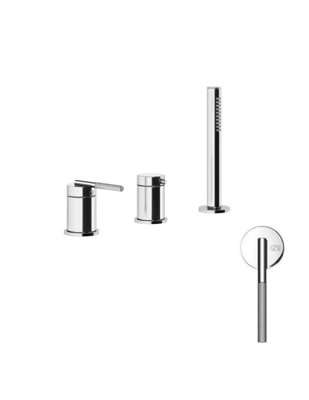Gruppo Vasca Gessi serie Ingranaggio 3 fori cod.63547 deviatore flessibile 1,50 m e doccetta anticalcare - Kallea