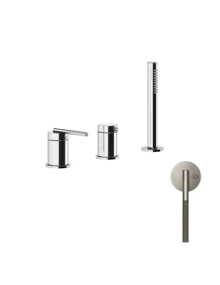 Gruppo Vasca Gessi serie Ingranaggio 3 fori cod.63547 deviatore flessibile 1,50 m e doccetta anticalcare - Kallea
