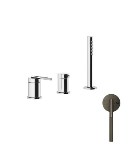 Gruppo Vasca Gessi serie Ingranaggio 3 fori cod.63547 deviatore flessibile 1,50 m e doccetta anticalcare - Kallea