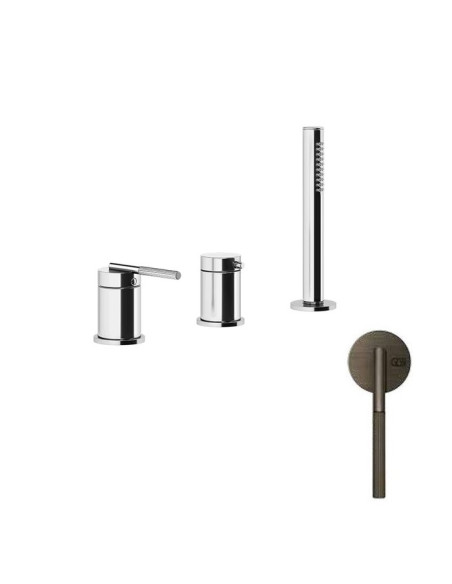 Gruppo Vasca Gessi serie Ingranaggio 3 fori cod.63547 deviatore flessibile 1,50 m e doccetta anticalcare - Kallea
