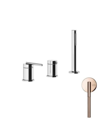 Gruppo Vasca Gessi serie Ingranaggio 3 fori cod.63547 deviatore flessibile 1,50 m e doccetta anticalcare - Kallea