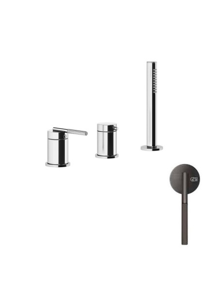 Gruppo Vasca Gessi serie Ingranaggio 3 fori cod.63547 deviatore flessibile 1,50 m e doccetta anticalcare - Kallea