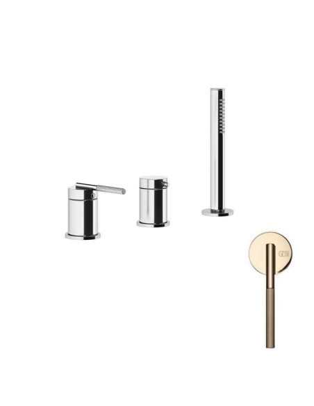 Gruppo Vasca Gessi serie Ingranaggio 3 fori cod.63547 deviatore flessibile 1,50 m e doccetta anticalcare - Kallea