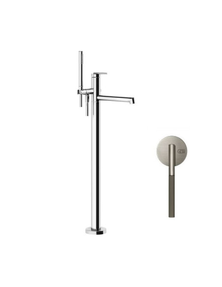 Miscelatore da terra vasca Gessi serie Ingranaggio cod. 63528-46189 con parte incasso e doccetta - Kallea