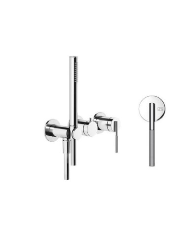 Miscelatore doccia Gessi a parete Serie Ingranaggio cod.63545 esterno doccia con deviatore presa acqua e supporto doccetta co...