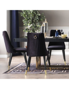 Sedia Simphony velluto nero con particolari oro - Kallea 2