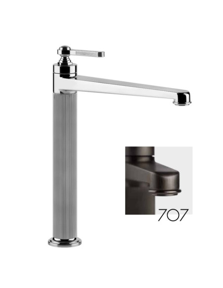 Miscelatore Lavabo alto Gessi serie venti20 bocca lunga cod.65003 con scarico e flessibili di collegamento - Kallea