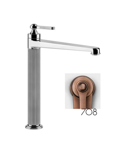 Miscelatore Lavabo alto Gessi serie venti20 bocca lunga cod.65003 con scarico e flessibili di collegamento - Kallea