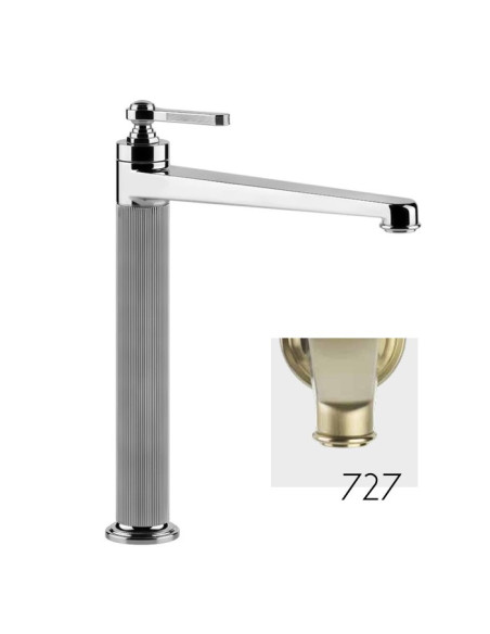 Miscelatore Lavabo alto Gessi serie venti20 bocca lunga cod.65003 con scarico e flessibili di collegamento - Kallea