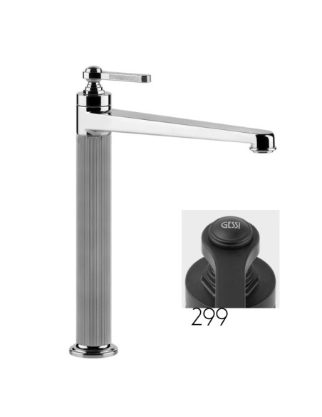 Miscelatore Lavabo alto Gessi serie venti20 bocca lunga cod.65004 senza scarico con flessibili di collegamento - Kallea