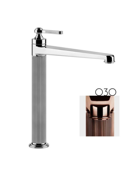 Miscelatore Lavabo alto Gessi serie venti20 bocca lunga cod.65004 senza scarico con flessibili di collegamento - Kallea