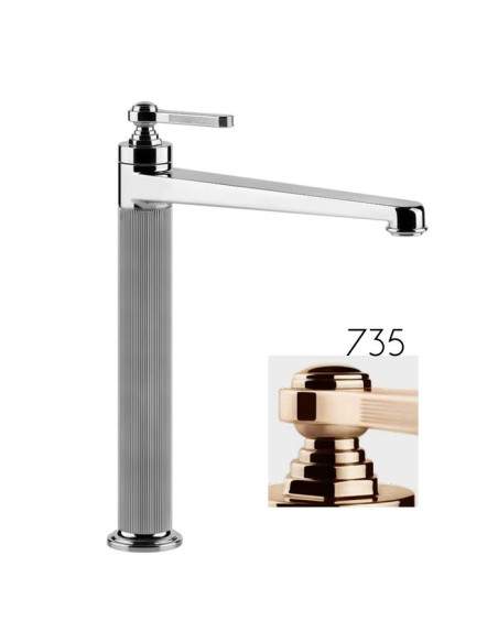 Miscelatore Lavabo alto Gessi serie venti20 bocca lunga cod.65004 senza scarico con flessibili di collegamento - Kallea