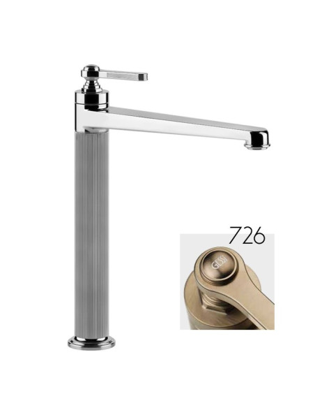 Miscelatore Lavabo alto Gessi serie venti20 bocca lunga cod.65004 senza scarico con flessibili di collegamento - Kallea