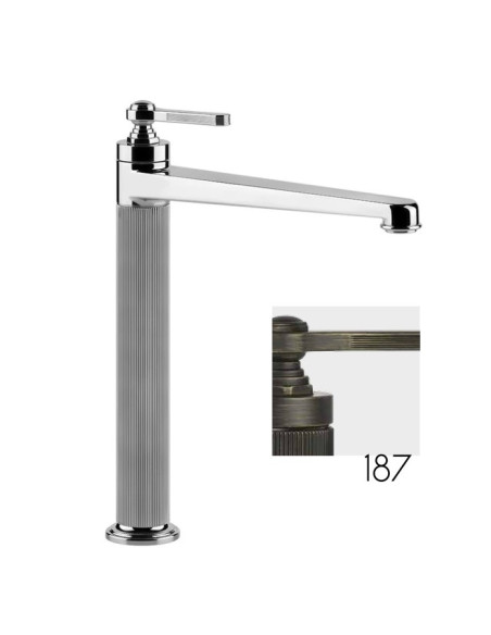 Miscelatore Lavabo alto Gessi serie venti20 bocca lunga cod.65004 senza scarico con flessibili di collegamento - Kallea