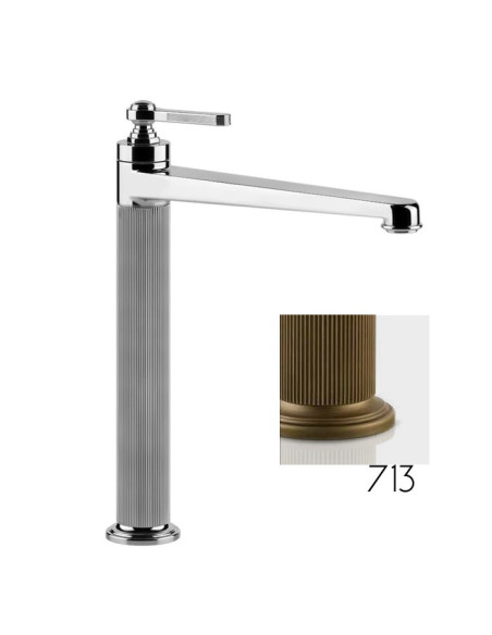 Miscelatore Lavabo alto Gessi serie venti20 bocca lunga cod.65004 senza scarico con flessibili di collegamento - Kallea