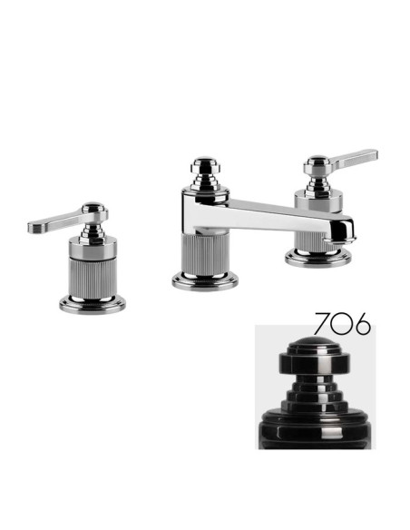 Miscelatore Lavabo Gessi serie Venti20 3 fori cod.68011 con scarico e flessibili di collegamento - Kallea