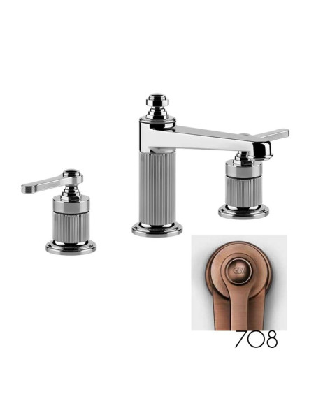 Miscelatore medio Lavabo Gessi serie Venti20 3 fori cod.65012 Medio con scarico e flessibili di collegamento - Kallea