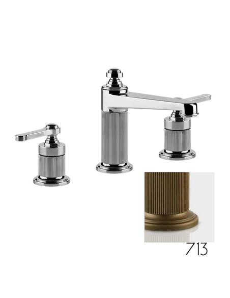 Miscelatore medio Lavabo Gessi serie Venti20 3 fori cod.65012 Medio con scarico e flessibili di collegamento - Kallea