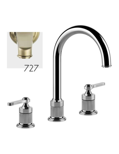 Miscelatore Lavabo Gessi serie Venti20 3 fori cod.65015 bocca a ombrello con scarico e flessibili di collegamento - Kallea