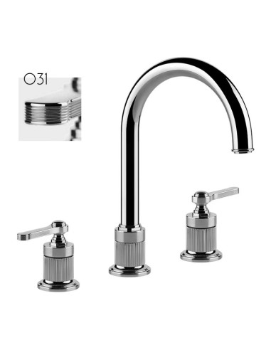 Miscelatore Lavabo Gessi serie Venti20 3 fori cod.65016 bocca a ombrello con flessibili di collegamento - Kallea
