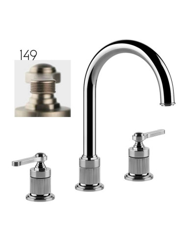 Miscelatore Lavabo Gessi serie Venti20 3 fori cod.65016 bocca a ombrello con flessibili di collegamento - Kallea