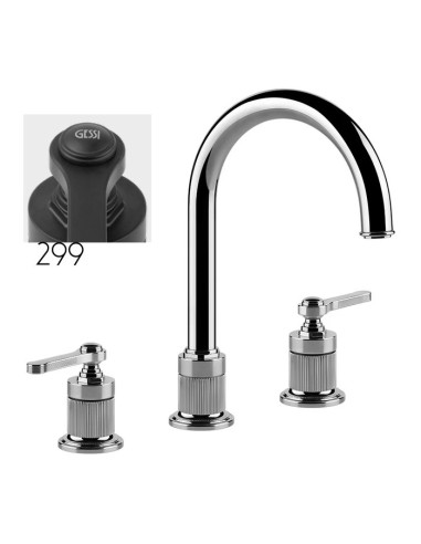Miscelatore Lavabo Gessi serie Venti20 3 fori cod.65016 bocca a ombrello con flessibili di collegamento - Kallea