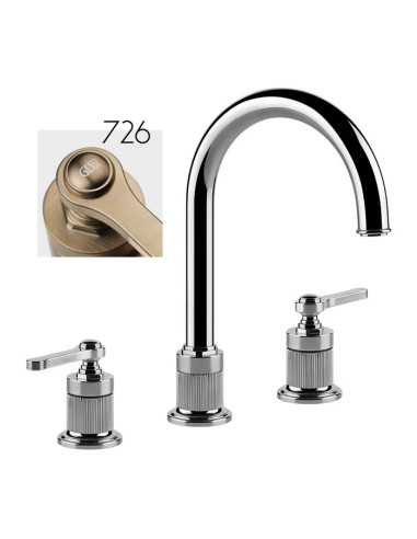 Miscelatore Lavabo Gessi serie Venti20 3 fori cod.65016 bocca a ombrello con flessibili di collegamento - Kallea