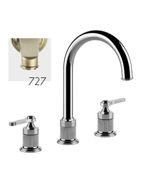 Miscelatore Lavabo Gessi serie Venti20 3 fori cod.65016 bocca a ombrello con flessibili di collegamento - Kallea