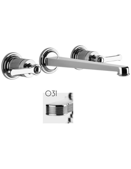 Gruppo Lavabo a parete bocca lunga Gessi serie Venti20 cod.65090 parte esterna cod.45089 parte incasso - Kallea