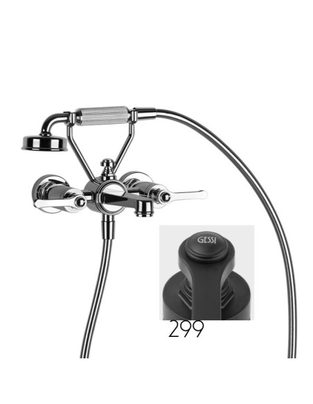 Gruppo vasca a parete parte esterna Gessi serie Venti20 cod.65113 con deviatore e flessibile 1,50m e doccetta anticalcare con...