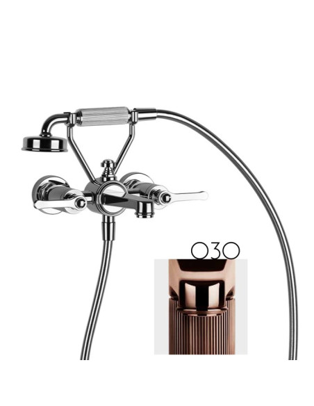 Gruppo vasca a parete parte esterna Gessi serie Venti20 cod.65113 con deviatore e flessibile 1,50m e doccetta anticalcare con...