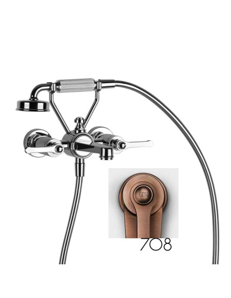 Gruppo vasca a parete parte esterna Gessi serie Venti20 cod.65113 con deviatore e flessibile 1,50m e doccetta anticalcare con...