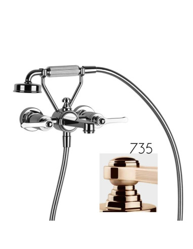 Gruppo vasca a parete parte esterna Gessi serie Venti20 cod.65113 con deviatore e flessibile 1,50m e doccetta anticalcare con...