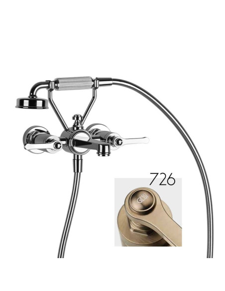 Gruppo vasca a parete parte esterna Gessi serie Venti20 cod.65113 con deviatore e flessibile 1,50m e doccetta anticalcare con...